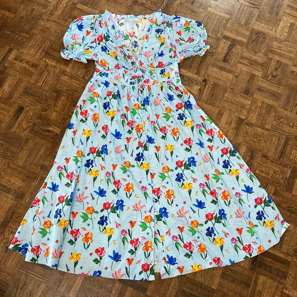 Hill House Floral Midi Dress - Blue and Red - Picture 6 of 13